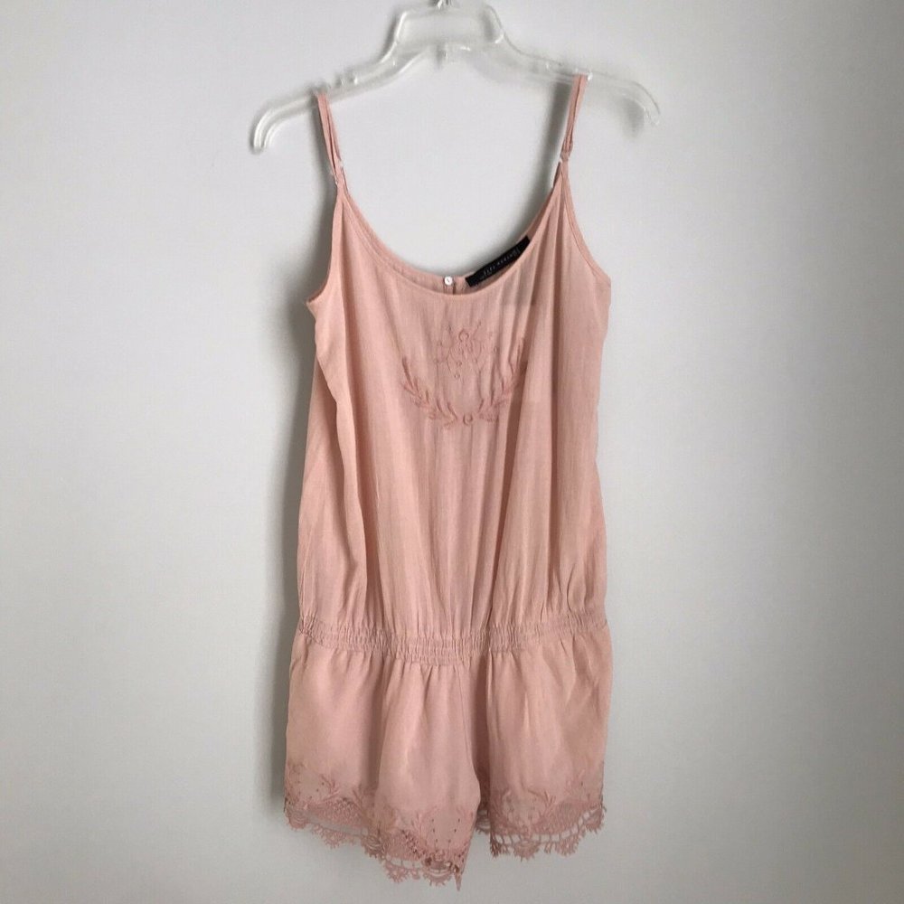 Zara Woman Pink Embroidered Lace Romper
